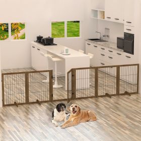 Dog Gate With Door Pet Dog Fence Barrier 6 Panels 144-inch Wide 32-inch Tall Foldable Multiple Shapes
