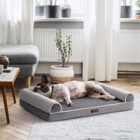 MEWOOFUN Orthopedic Dog Bed For Medium Large Dogs - Egg Foam Sofa With Waterproof Washable Cover, Supportive Pet Bed Grey, 40''x30''