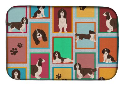 Lots of Liver English Springer Spaniel Dish Drying Mat Absorbent Dish Drying Mat Pad for Kitchen Counter Dish Drainer Mat for Countertop, 14 x 21"