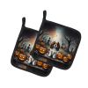 Cavalier Spaniel Spooky Halloween Pair of Pot Holders Kitchen Heat Resistant Pot Holders Sets Oven Hot Pads for Cooking Baking BBQ, 7 1/2 x 7 1/2