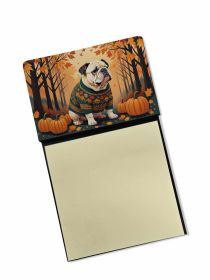NEW White English Bulldog Fall Sticky Note Holder Refillable Dispenser Self-Sticky Note Pads, Memo Pads Blank Desk Accessories