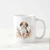 1pc 11oz Ceramic Coffee Mug with Adorable Beagle Dog & Floral Design – Microwave & Dishwasher Safe, Perfect Gift for