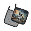 Boston Terrier Spooky Halloween Pair of Pot Holders Kitchen Heat Resistant Pot Holders Sets Oven Hot Pads for Cooking Baking BBQ, 7 1/2 x 7 1/2