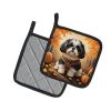 Shih Tzu Fall Pair of Pot Holders Kitchen Heat Resistant Pot Holders Sets Oven Hot Pads for Cooking Baking BBQ, 7 1/2 x 7 1/2