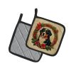 Bernese Mountain Dog Christmas Flowers Pair of Pot Holders Kitchen Heat Resistant Pot Holders Sets Oven Hot Pads for Cooking Baking BBQ, 7 1/2 x 7 1/2
