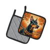 Doberman Pinscher Fall Pair of Pot Holders Kitchen Heat Resistant Pot Holders Sets Oven Hot Pads for Cooking Baking BBQ, 7 1/2 x 7 1/2