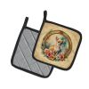 Chihuahua and Flowers Pair of Pot Holders Kitchen Heat Resistant Pot Holders Sets Oven Hot Pads for Cooking Baking BBQ, 7 1/2 x 7 1/2
