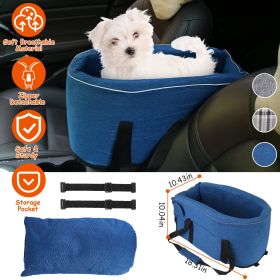 Console Pet Car Seat with Storage Pocket Booster Car Seat Portable Pet Travel Bag Machine Washable Pet Seat Fit For Small Dog Cat (Option: Blue)