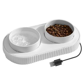 Heated Water Bowl For Dogs And Cats Ceramic Heated Pet Water Bowl Food Warmer USB Powered Thermal Pet Bowl Provide Fresh Non Freezing Drinkable Water (Option: 2Bowl)