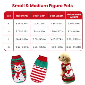 Pet Christmas Turtleneck Sweater Dog Cat Christmas Clothes Snowman Stripes Costume Winter Holiday Sweater for Small Medium Kitten Puppy Cats Dogs (Option: Snowman_S)