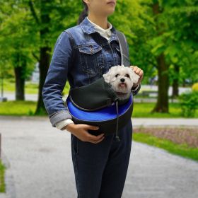 Pet Carrier for Dogs Cats Hand Free Sling Adjustable Padded Strap Tote Bag Breathable Shoulder Bag Carrying Small Dog Cat (Option: Blue_L)