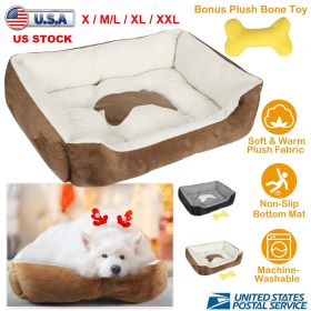 Pet Dog Bed Soft Warm Fleece Puppy Cat Bed Dog Cozy Nest Sofa Bed Cushion Mat For S/M Dog (Option: Black_L)