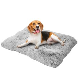 Fluffy Dog Crate Pad, Plush Faux Fur Dog Bed For Extra Large Dogs, Calming XL Dog Bed For Crate, Soft Warm Dog Crate Mat With Non-Slip Bottom, Grey (Color: light grey, size: L)